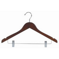 Flat Wood Suit Hanger w/Clips (Walnut/Chrome)